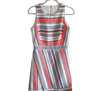Kate Spade Ribbon Jacquard  Neon Striped Tweed A-Line Dress - Size 4